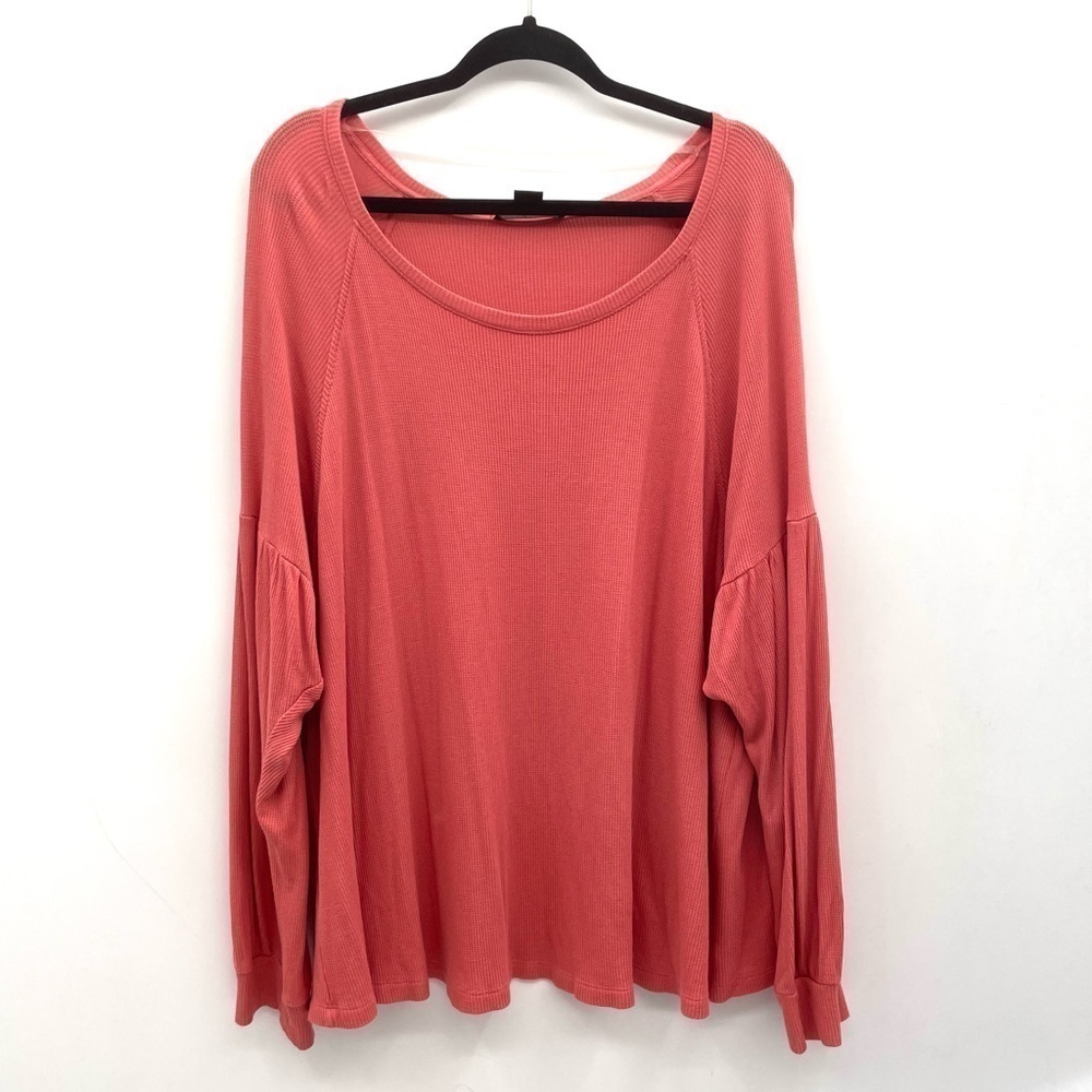Sanctuary plus size ribbed crew neck long shoulder stretchy soft tunic top.  3X